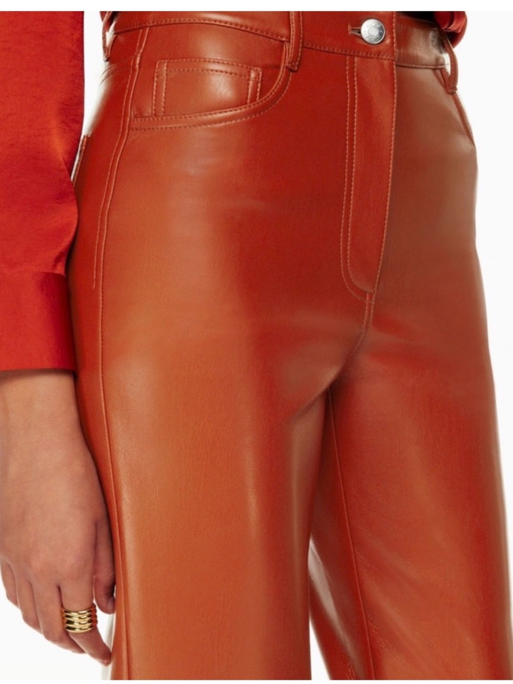 Wilfred FAUX Leather Straight-Leg Pants in Cognac Orange